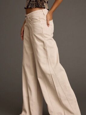 12th tribe Sierra Beige low rise Wide-Leg Women’s Jeans in Cream size 28